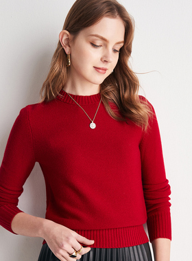 PALUOPO/帕罗绵羊毛打底衫半高领毛衣羊毛衫秋冬新针织上衣内搭女