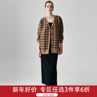 帕罗2025秋冬新款羊绒衫女士V领针织开衫复古阔版休闲阔版毛衣