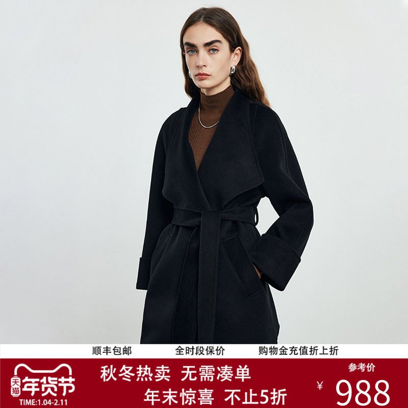 PALUOPO/帕罗含羊绒宽松中长款绵羊毛大衣双面毛呢外套秋冬新款女,女装/女士精品,毛呢外套,淘宝优惠券,粉丝福利购,淘宝优惠卷