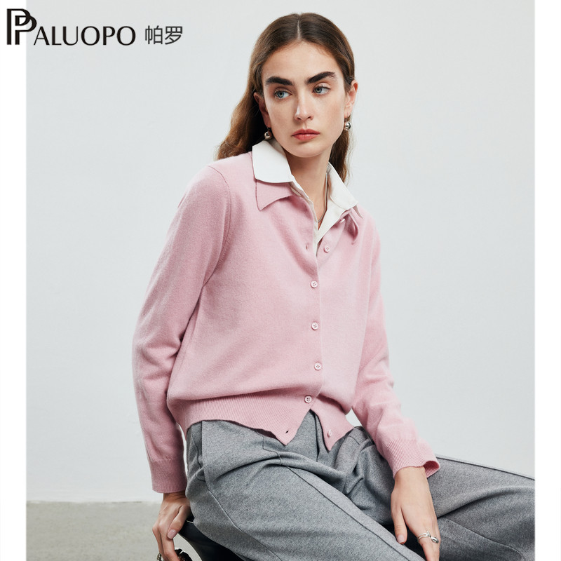【100%山羊绒翻领纯色女士羊绒衫】帕罗25秋冬新款针织开衫毛衣,女装/女士精品,羊绒衫,淘宝优惠券,粉丝福利购,淘宝优惠卷