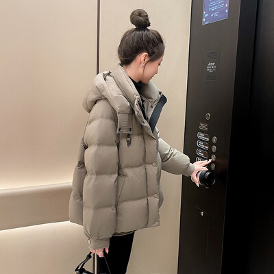 灰色短款羽绒服女2025冬季新款