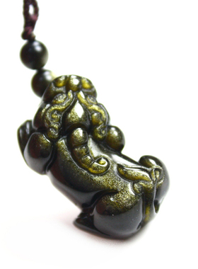 天然金曜石貔貅项链吊坠