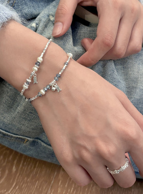 饰尚e族甜酷小鱼手链女百搭叠戴个性设计感海蓝鲸落温柔手环小清