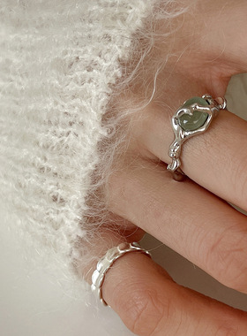 几何不规则竹节戒指女气质仿玉石开口指环ins小众食指戒潮