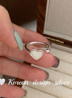 饰尚e族甜美白色爱心戒指女简约时尚冷淡风精致轻奢开口指环ins食