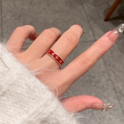 饰尚e族红色珐琅开口戒指女小众设计复古小众ins高级感百搭轻奢食