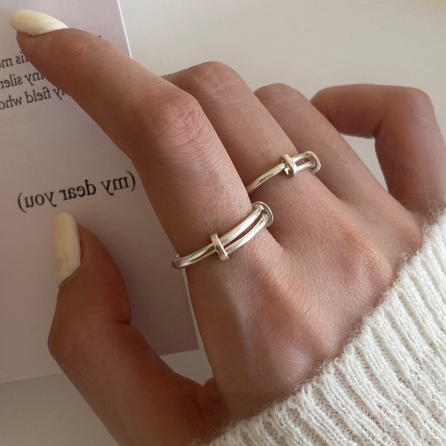 可推拉简约戒指女复古时尚冷淡风指环个性嘻哈ins食指戒潮