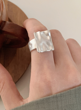 原创设计 褶皱戒指女小众设计 磨砂戒子开口可调节指环轻奢高级感