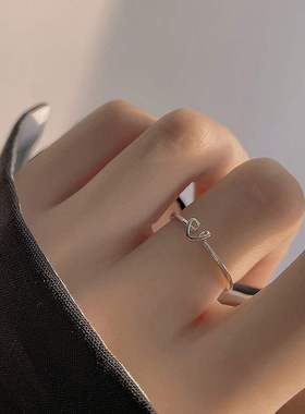 时尚简约爱心戒指复古个性文艺桃心开口指环创意嘻哈食指戒