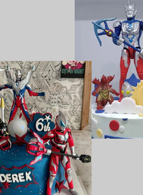 儿童捷德超人生日蛋糕装饰男孩泽塔赛罗主题摆件插件玩具网红套装