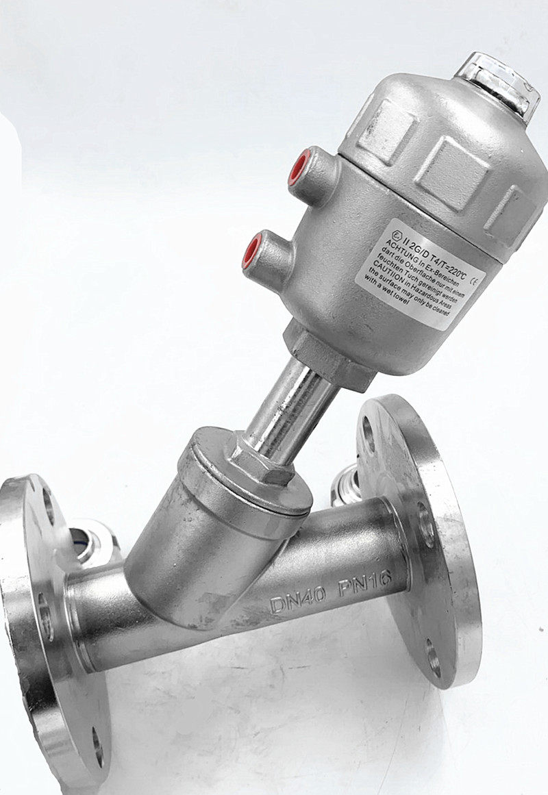 304不锈钢法兰气动角座阀蒸汽耐高温法兰角座阀气动阀门y型切断