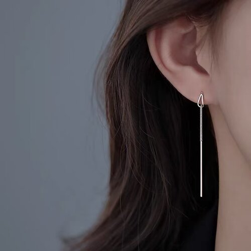 925纯银流苏耳线女长款气质耳环适合圆脸的高级感显脸小耳钉耳饰