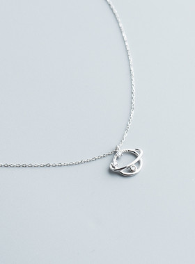 宇宙星球S925纯银锁骨项链女潮韩版镶钻简约气质网红短款颈链