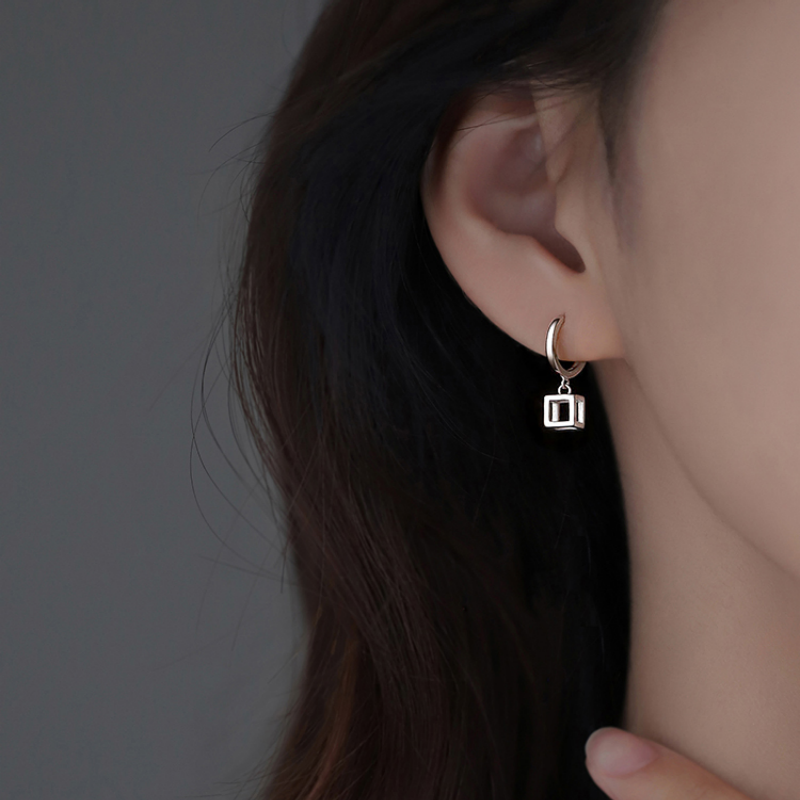 925纯银方形耳环女2022年新款小众设计感耳钉轻奢夏耳饰,饰品/流行首饰/时尚饰品新,耳环,淘宝优惠券,粉丝福利购,淘宝优惠卷