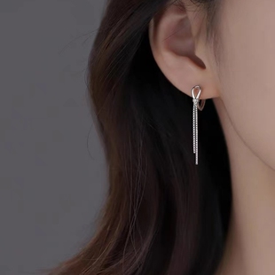 耳饰 冷淡风耳钉夏季 925纯银打结流苏耳环女2024新款 爆款