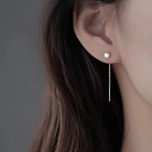 925纯银珍珠耳线气质流苏耳坠耳钉女2024年新款 耳饰 夏季