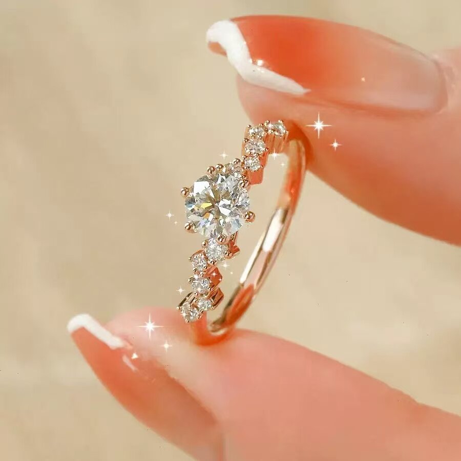 星梦璀璨闪钻925银戒指女时尚个性独特指环设计高级感求婚食指戒