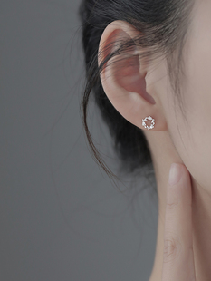 925纯银花环耳钉锆石耳环女夏2023新款爆款原创设计小众耳饰轻奢