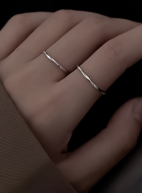 925纯银素圈戒指小众设计食指戒简约冷淡风指环百搭饰品
