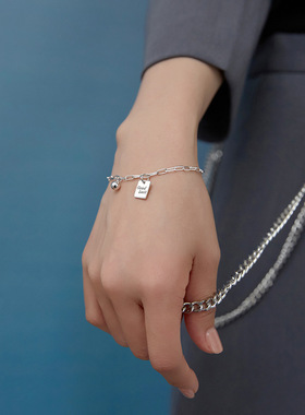 手链方块吊坠流苏s925个性小众