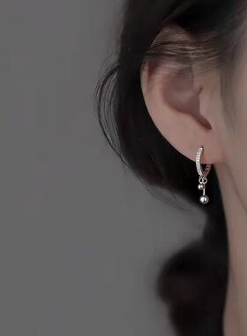 925纯银针双球耳环小众耳钉2024新款高级感轻奢爆款耳饰女