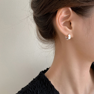 925纯银圆片耳环2023新款爆款优雅百搭耳钉小众高级感女轻奢耳饰