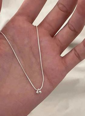 S925纯银小樱桃项链女简约气质高级感轻奢小众毛衣链2025新款爆款