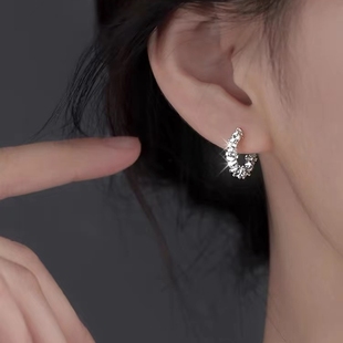 925银碎银耳钉新款2024爆款高级感轻奢女耳环小众耳饰