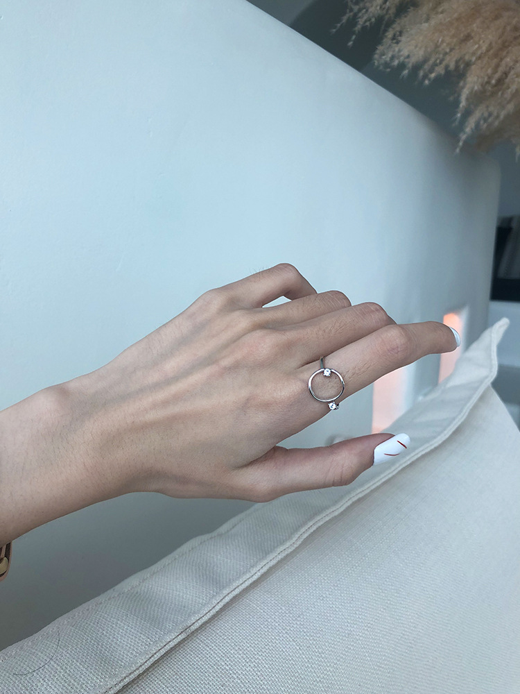 圆圈锆石开口食指纯银女insins潮