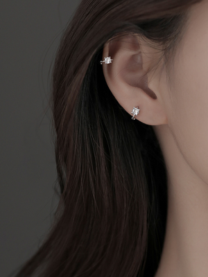 纯银闪钻耳扣简约925银女锆石