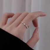 个性 925纯银爱心戒指女款 小众设计可调节素圈食指戒时尚 独特指环