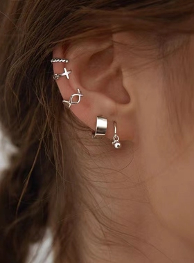 925纯银耳环韩国气质网红耳扣女ins耳钉耳饰耳骨钉小巧小众