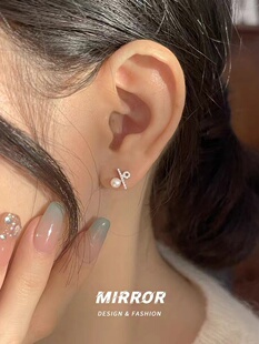 925纯银耳钉女耳环耳饰小众设计百分比符号珍珠2024年