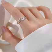 925纯银双层蝴蝶戒指轻奢女开口戒素圈小众高级感食指戒