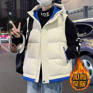 冬季青少年羽绒棉马甲男孩高中初中学生加厚保暖背心大童马夹外套