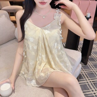 纯欲针织蕾丝公主性感吊带短裤 外穿家居服春夏睡衣可爱 睡衣女新款