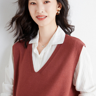 打底坎肩显瘦背心针织衫 羊绒马甲女V领宽松外穿2021秋冬新款 无袖