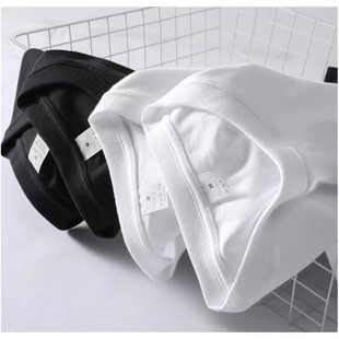 女夏 t恤男纯白色不透休闲百搭半袖 新疆棉 210g重磅全棉纯色短袖