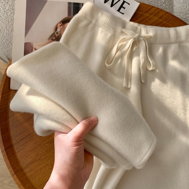 韩系软糯高级感羊毛针织阔腿裤女加厚秋冬显瘦修身直筒垂感长裤,女装/女士精品,休闲裤,淘宝优惠券,粉丝福利购,淘宝优惠卷