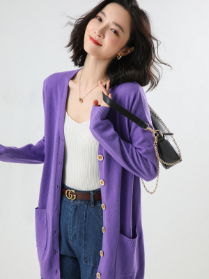 秋装新款v领羊毛慵懒风打底衫