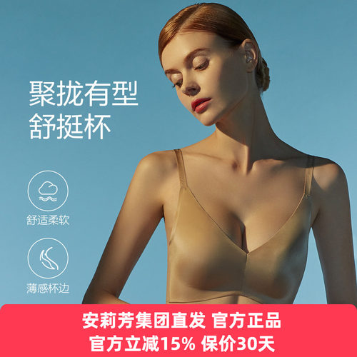 安莉芳正品内衣女薄款大胸透气显小调整型光面无钢圈文胸EBW0411