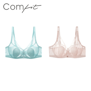 Comfit正品内衣女大胸显小兔耳朵超薄蕾丝网纱大码文胸罩CBW0157