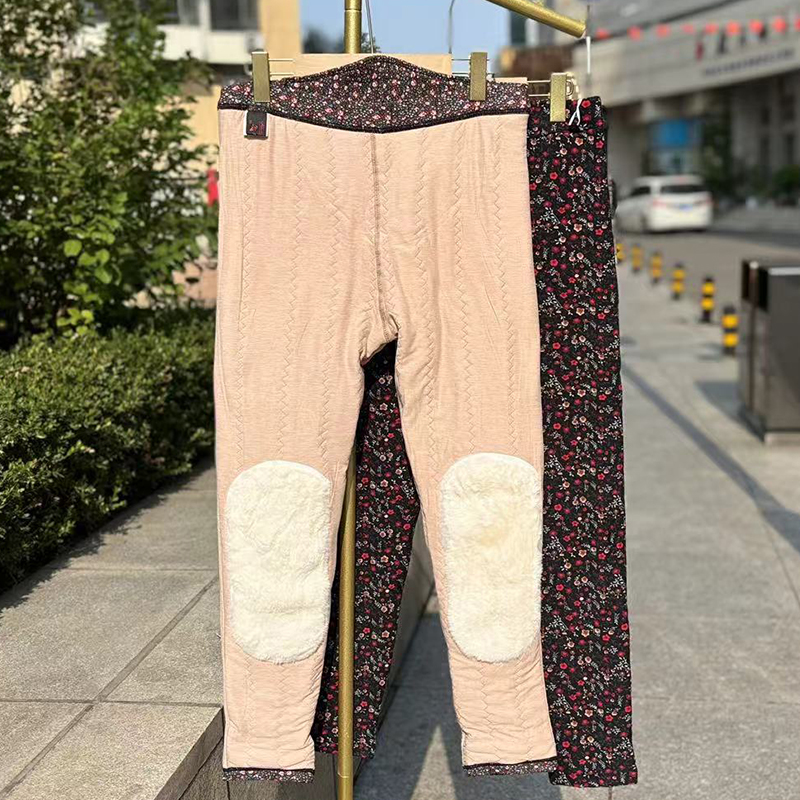 中老年大码加肥印花羊毛棉裤高腰可外穿护腰护膝宽松妈妈保暖裤冬