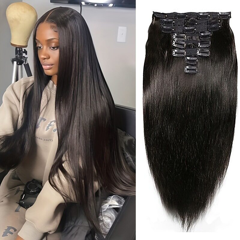 卡子发直发片 Straight Clip In  Human Hair Extension  8件套