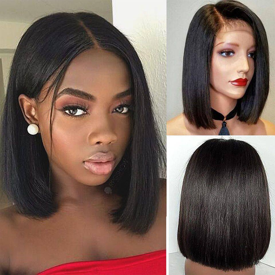 10A Brazilian Human Hair Short Bob Lace Front Wig 真人发假发