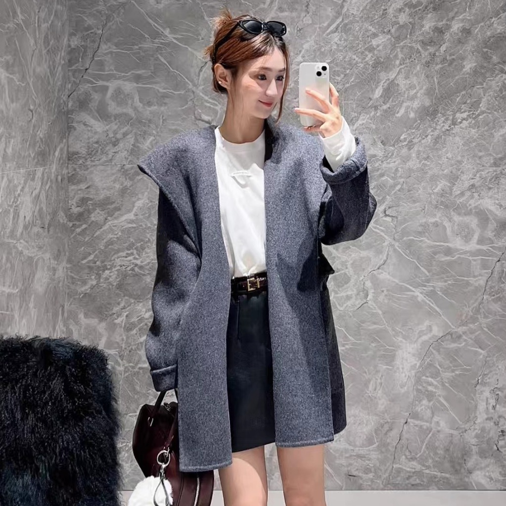 商场同款摩MO家正品2025冬新羊毛连帽高街风大衣外套女MBE3OVCT02