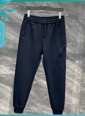 T23冬季新款男士温州欧版修身束脚潮简约保暖加厚黑色运动休闲裤