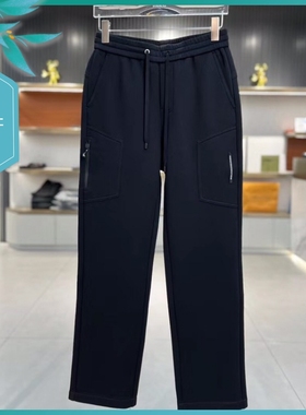 T24秋冬新款男士温州欧版宽松直筒潮流刺绣简约黑色长运动休闲裤