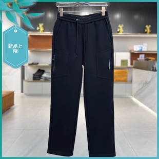 T24秋冬新款男士温州欧版宽松直筒潮流刺绣简约黑色长运动休闲裤