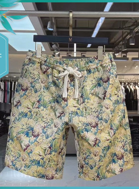 TT23夏季新款男士温州欧版修身潮流刺绣印花沙滩裤休闲五分短裤